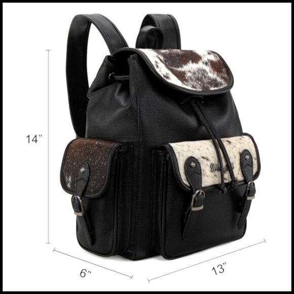 Western Hair-On Cowhide Backpack Purse, Large Capacity Laptop Bag main image 5